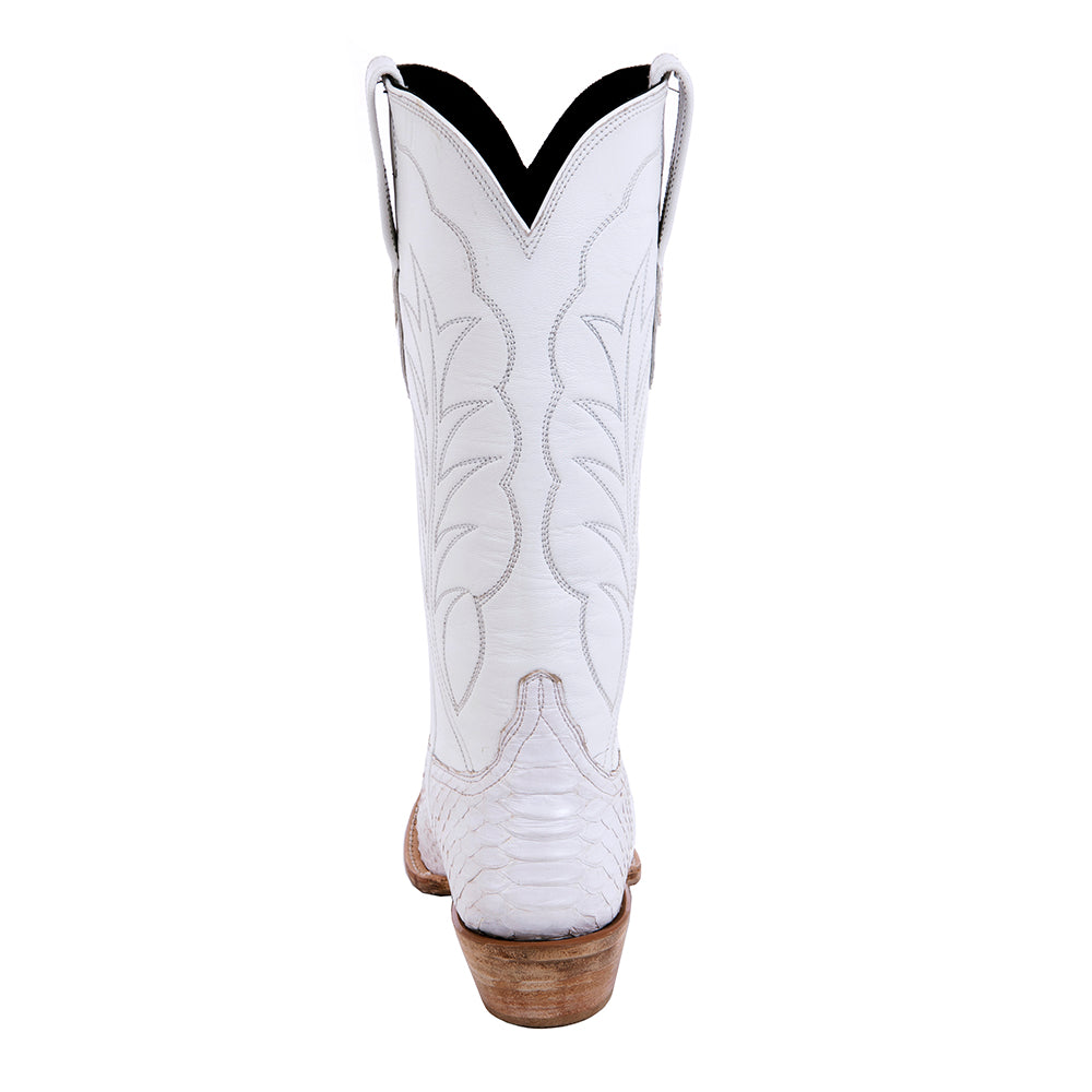 Ladies 13" White Python Winn Stitch Cowboy Boot