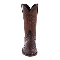 Men's 12" Nicotine Full Quill Ostrich/Canella Goat Roper Boot with Mini Vibram Sole