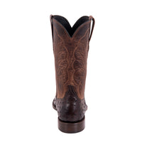 Men's 12" Nicotine Full Quill Ostrich/Canella Goat Roper Boot with Mini Vibram Sole