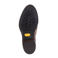 Men's 12" Nicotine Full Quill Ostrich/Canella Goat Roper Boot with Mini Vibram Sole