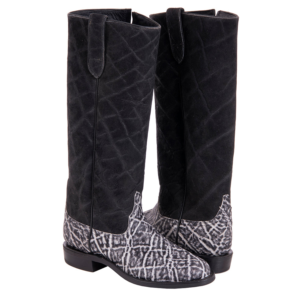 Men's 17" Black and White Elephant Boot with Mini Vibram Sole