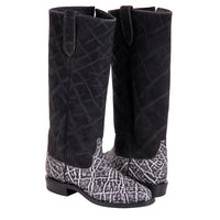 Men's 17" Black and White Elephant Boot with Mini Vibram Sole
