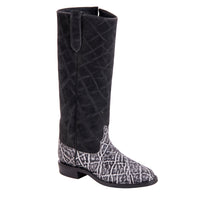 Men's 17" Black and White Elephant Boot with Mini Vibram Sole