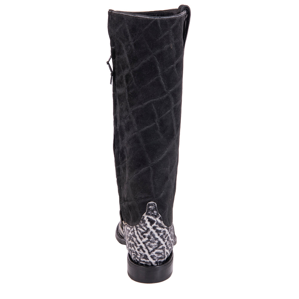 Men's 17" Black and White Elephant Boot with Mini Vibram Sole