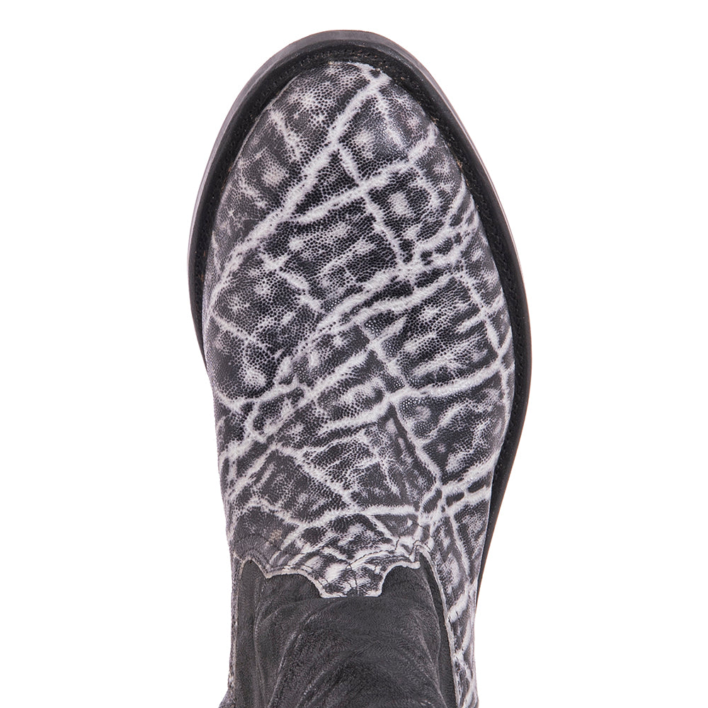 Men's 17" Black and White Elephant Boot with Mini Vibram Sole