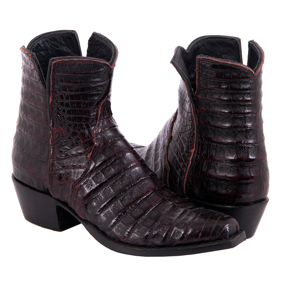 Ladies Short Black Cherry Caiman Boot