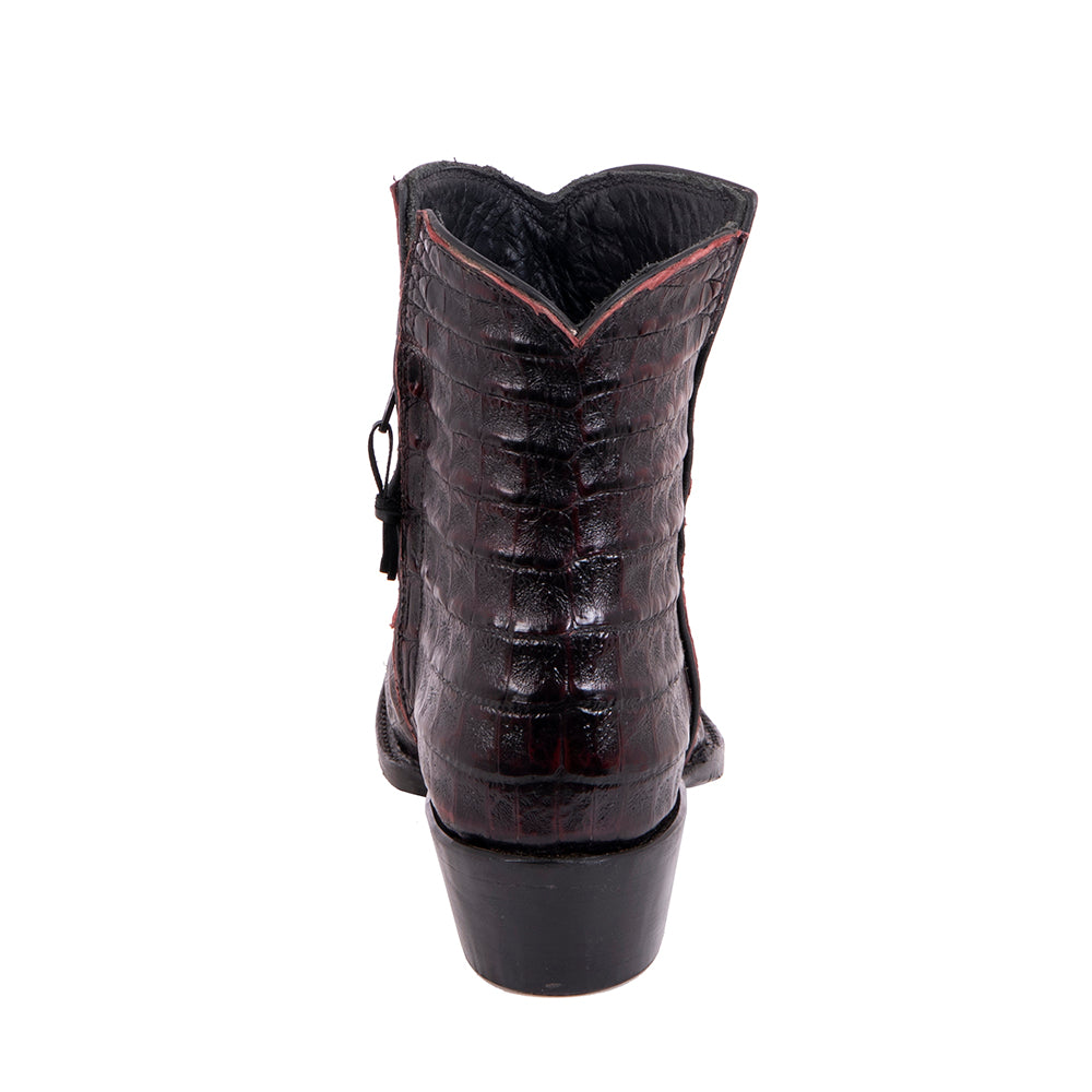 Ladies Short Black Cherry Caiman Boot