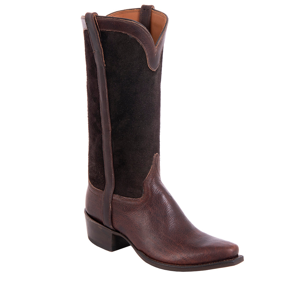Ladies 13" Mocha Bison Chocolate Roughout Cowboy Boot