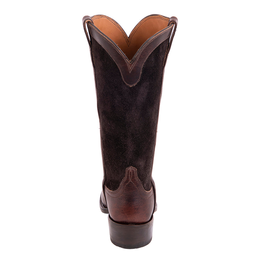 Ladies 13" Mocha Bison Chocolate Roughout Cowboy Boot