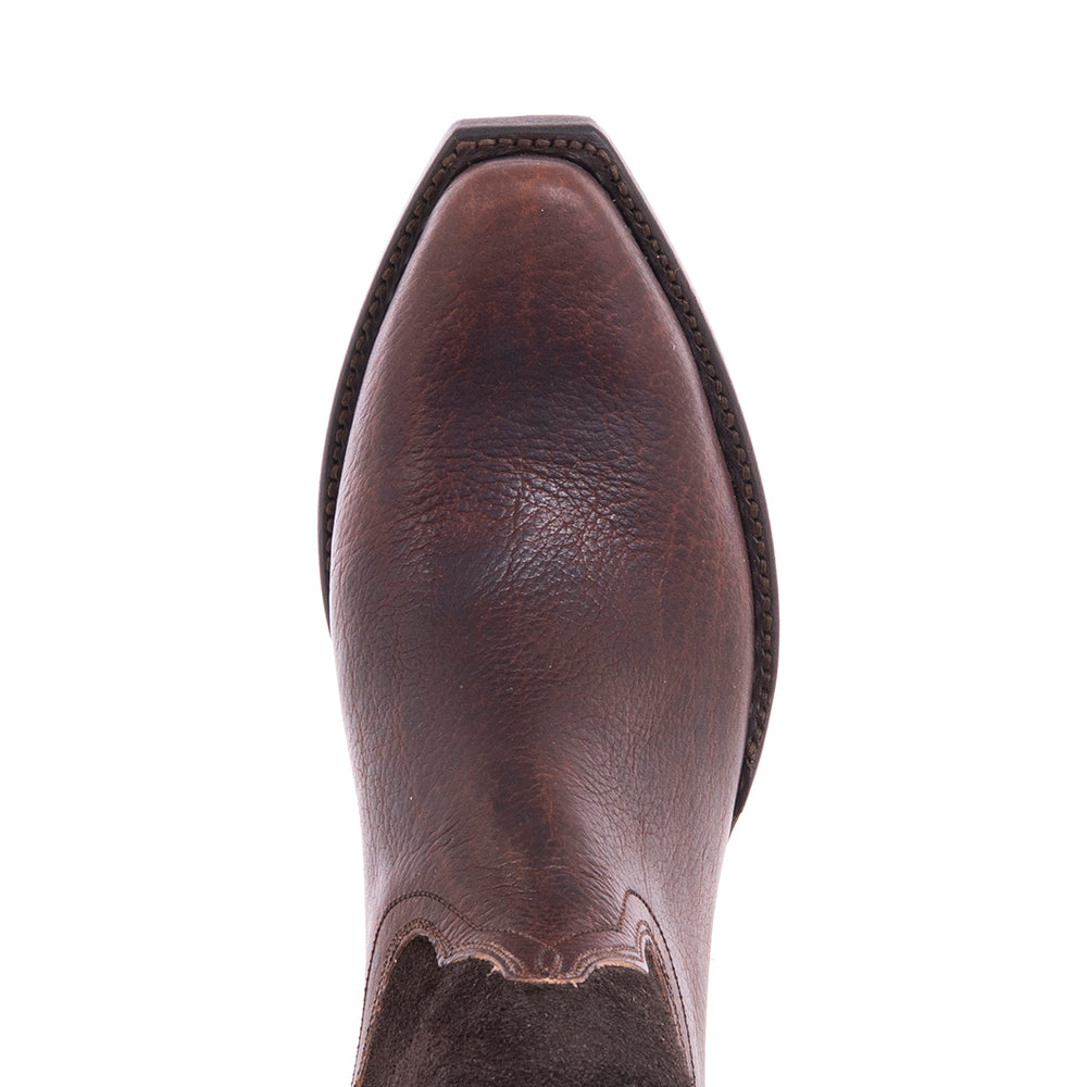 Ladies 13" Mocha Bison Chocolate Roughout Cowboy Boot