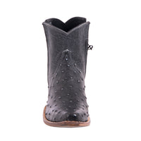 Ladies Overwashed Denim Full Quill Ostrich Short Boot