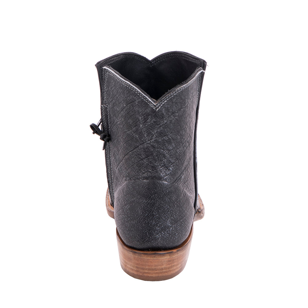 Ladies Overwashed Denim Full Quill Ostrich Short Boot