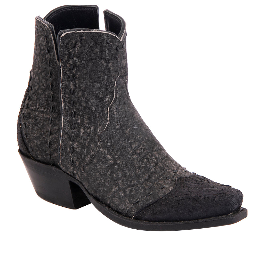 Ladies Grey Elephant Black Break Goat Buckstitch Short Boot