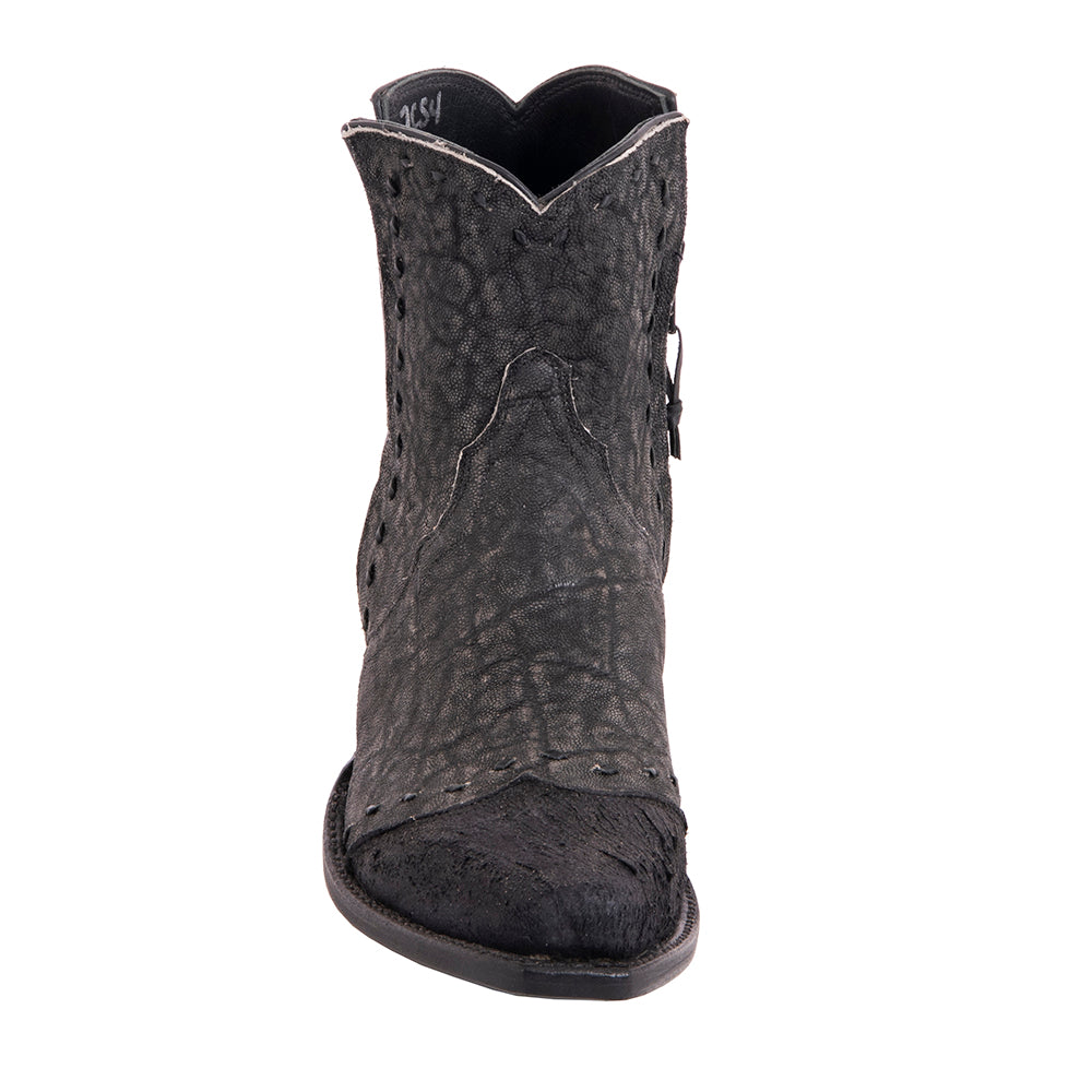 Ladies Grey Elephant Black Break Goat Buckstitch Short Boot