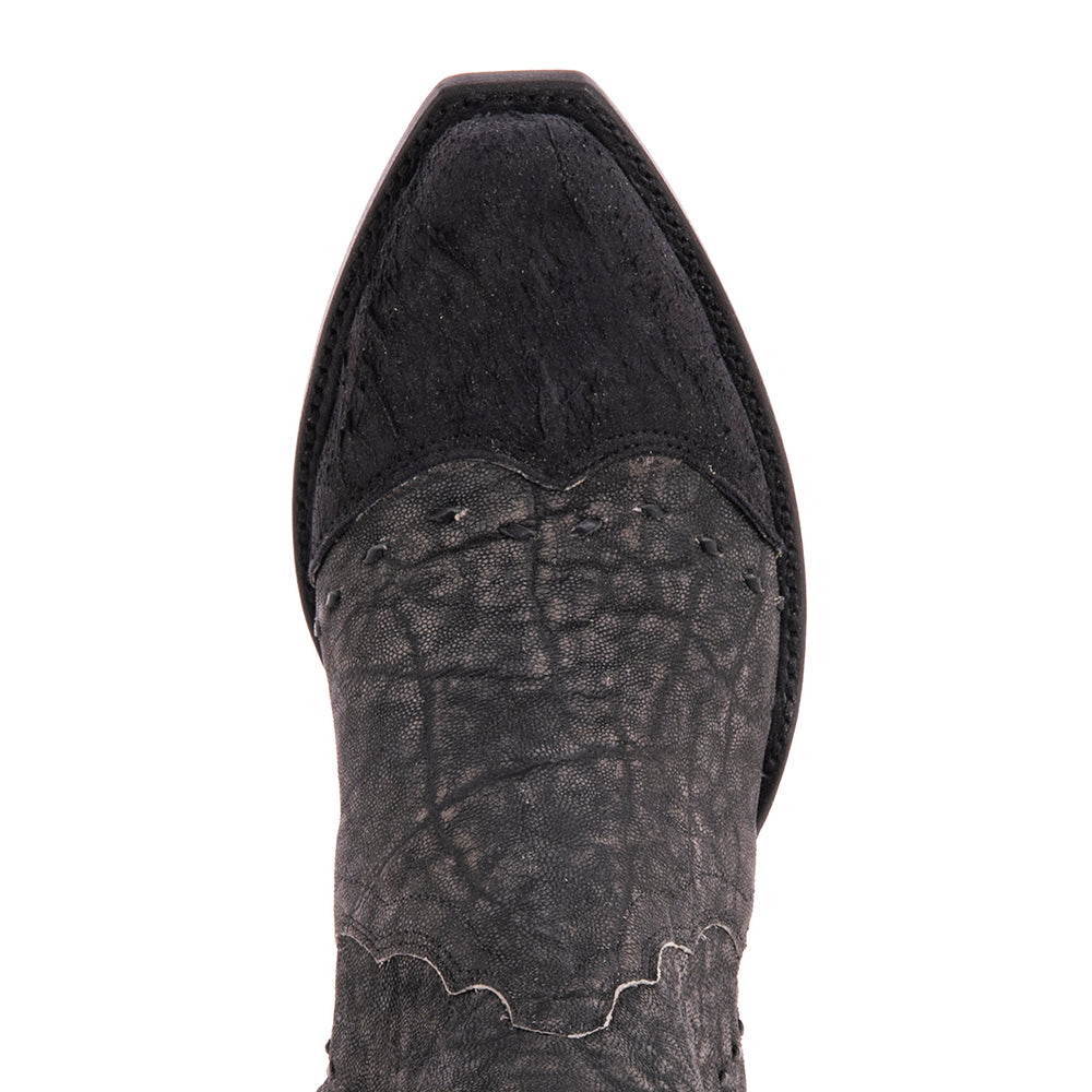 Ladies Grey Elephant Black Break Goat Buckstitch Short Boot