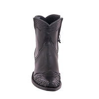 Ladies Black Aniline Python Tipped Short Boot