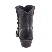 Ladies Black Aniline Python Tipped Short Boot