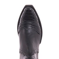 Ladies Black Aniline Python Tipped Short Boot