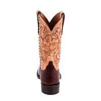 Men's 12" Mocha Bison Antique Tooled Top Cowboy Boot