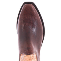 Men's 12" Mocha Bison Antique Tooled Top Cowboy Boot