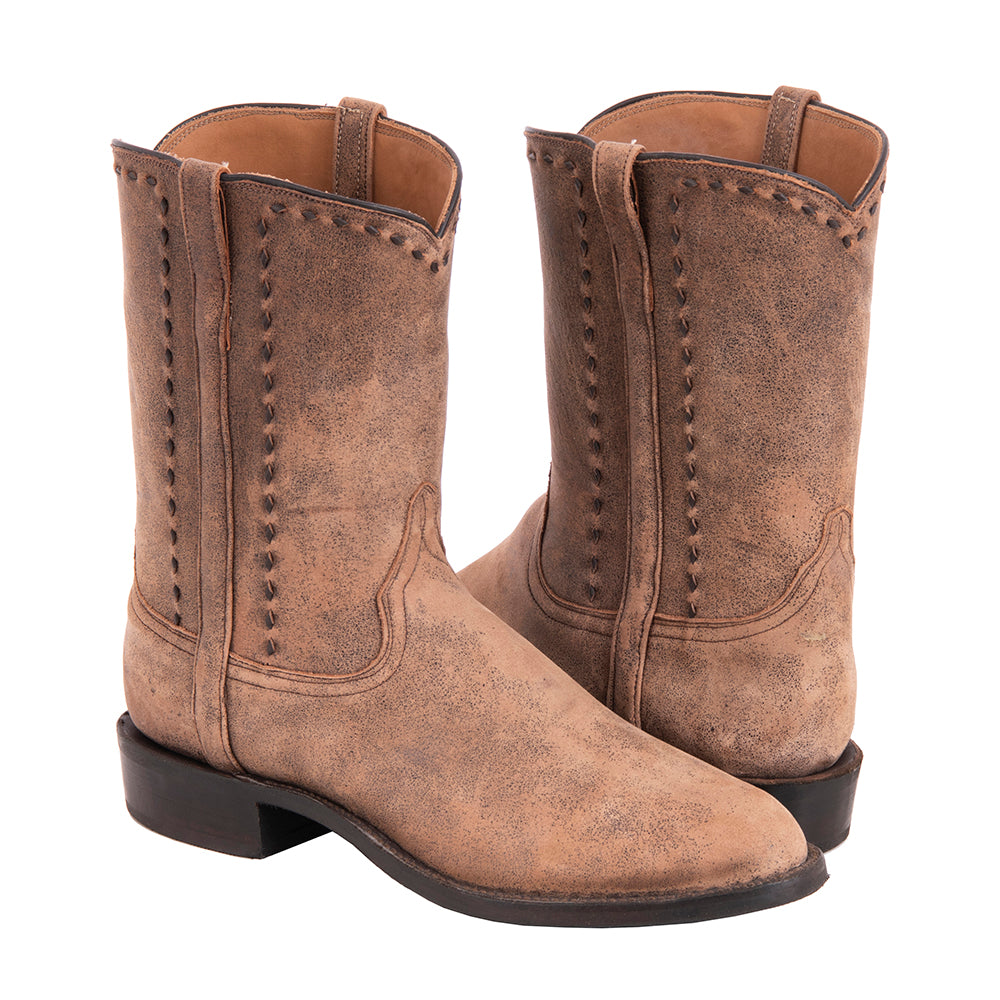 Men's 10" Brown Bomber Boots with Buckstitch