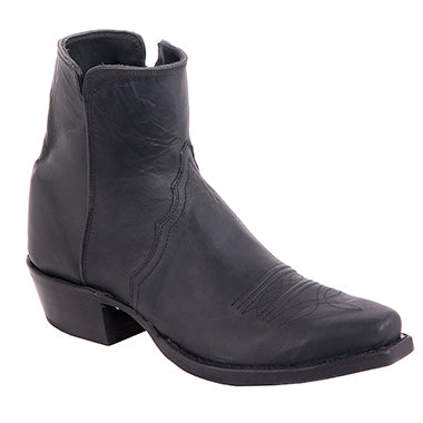 Men's Short Zip Black Mad Dog Goat Toe Bug Boot with Mini Vibram Sole