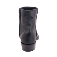 Men's Short Zip Black Mad Dog Goat Toe Bug Boot with Mini Vibram Sole