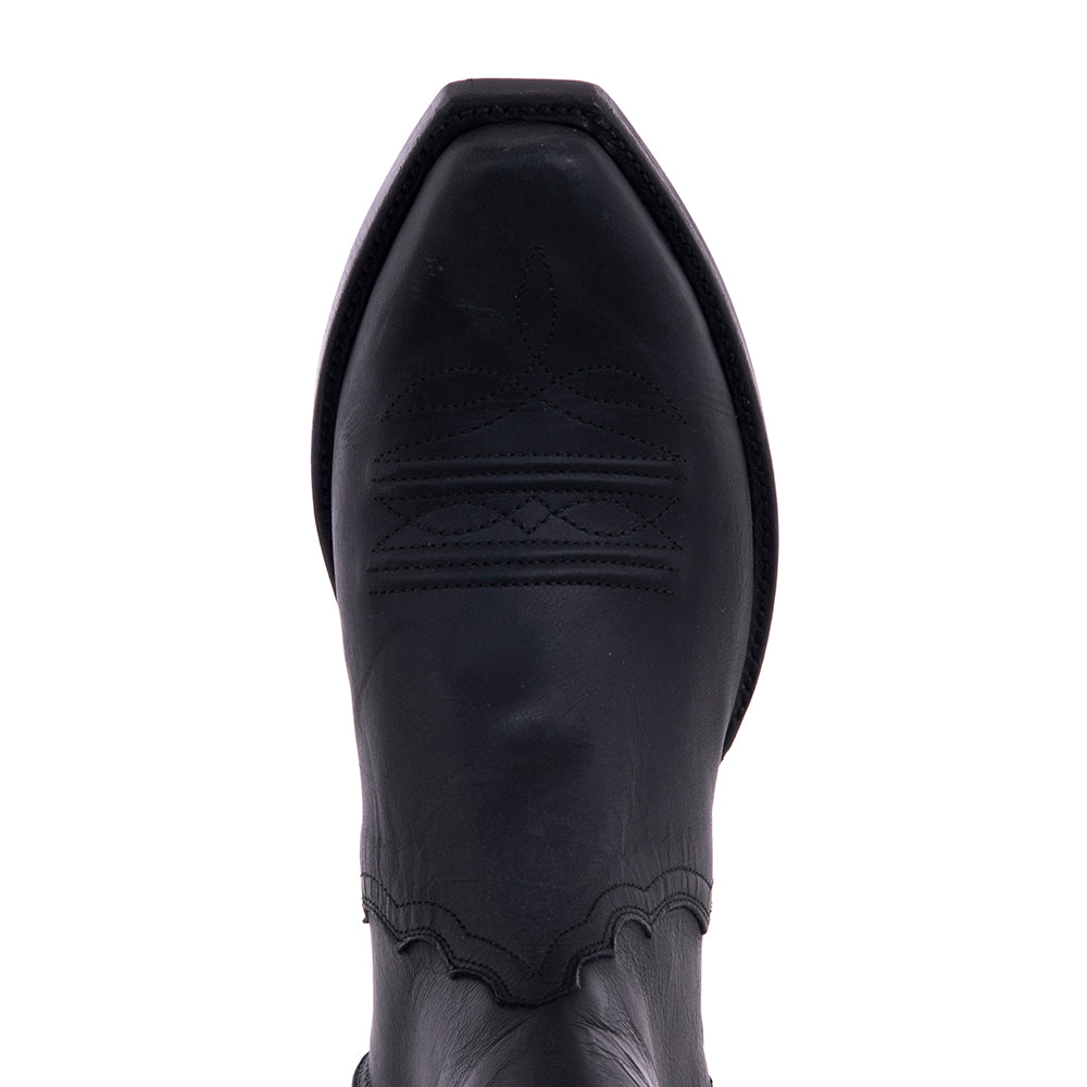 Men's Short Zip Black Mad Dog Goat Toe Bug Boot with Mini Vibram Sole