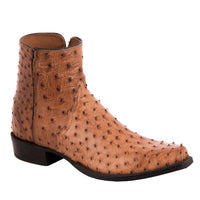 Men's Brandy Full Quill Ostrich Short Boot with Mini Vibram Sole