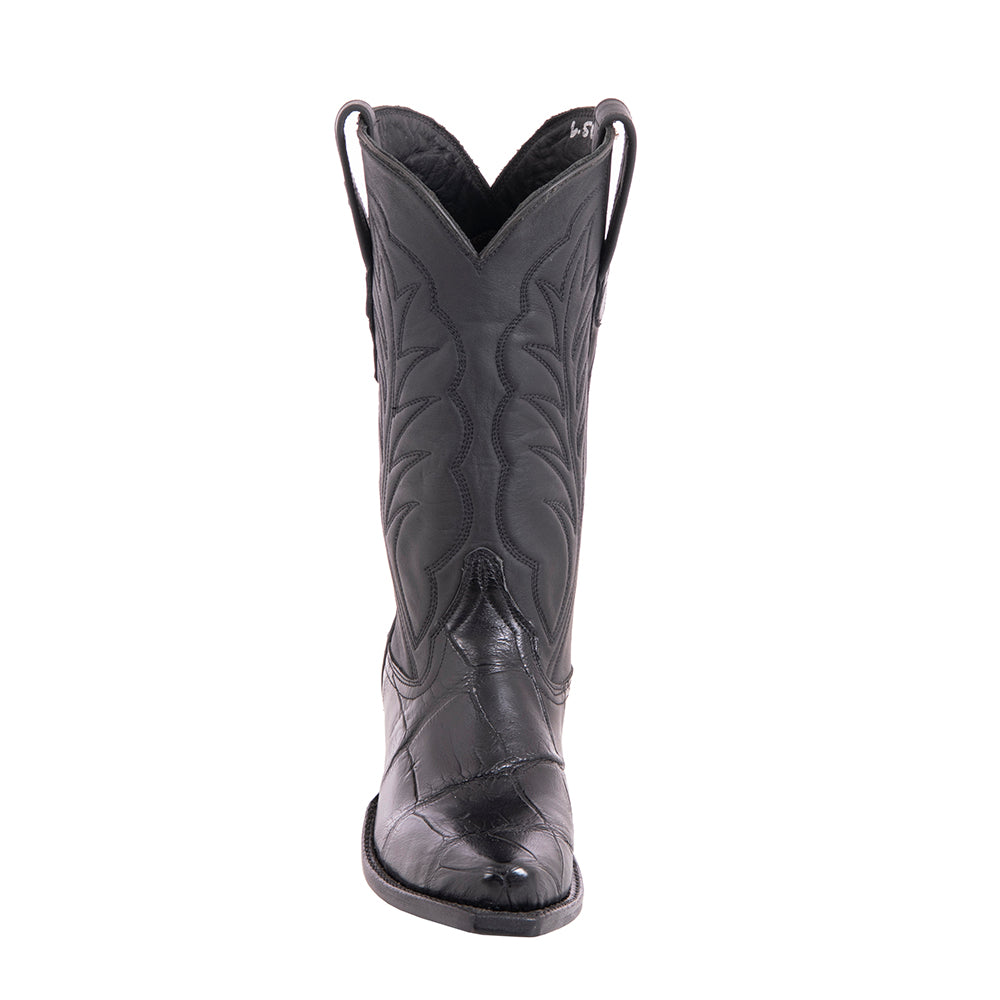 Ladies' 12" Black Alligator Aniline Cowboy Boot