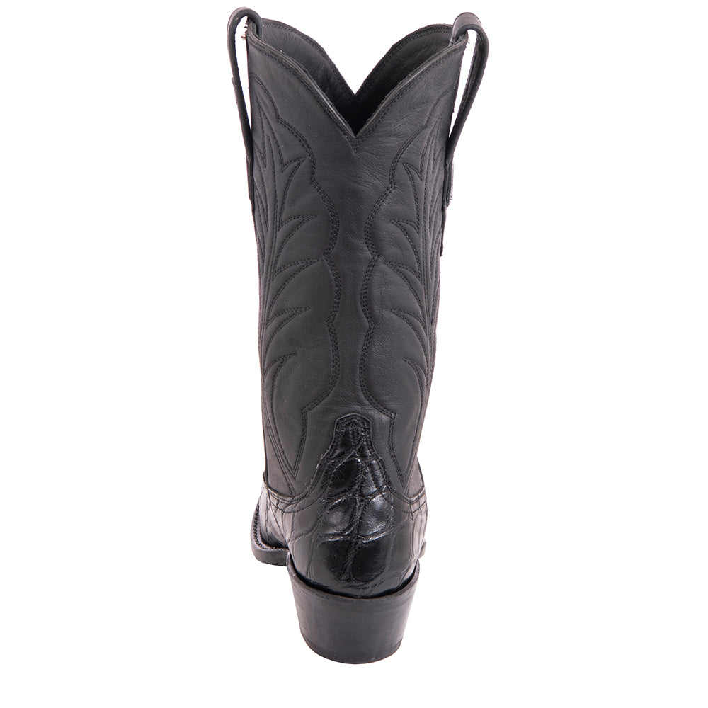 Ladies' 12" Black Alligator Aniline Cowboy Boot