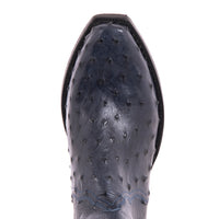 Men's Navy Full Quill Ostrich Short Boot with Mini Vibram Sole