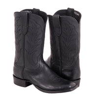 Men's 12" Black Bison Aniline Cowboy Boot with Mini Vibram Sole