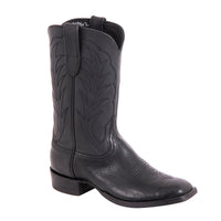 Men's 12" Black Bison Aniline Cowboy Boot with Mini Vibram Sole