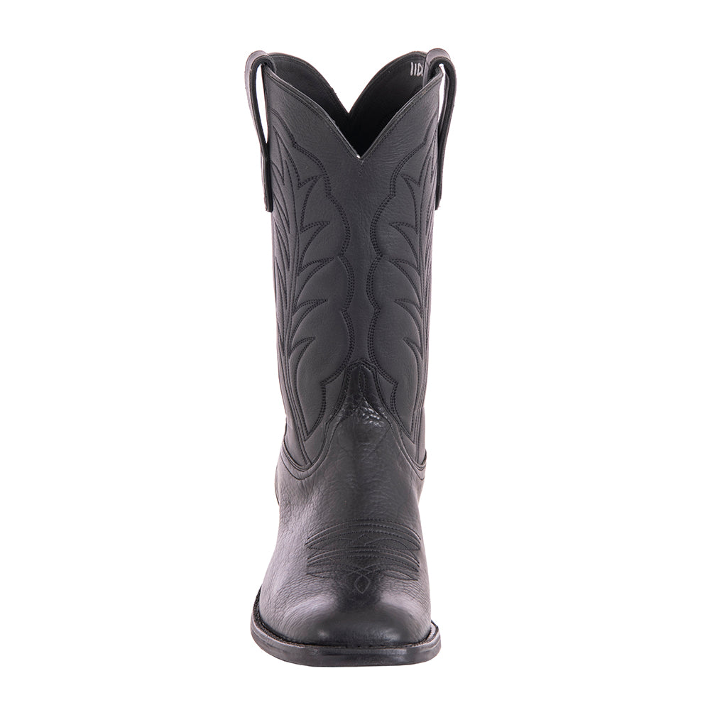 Men's 12" Black Bison Aniline Cowboy Boot with Mini Vibram Sole