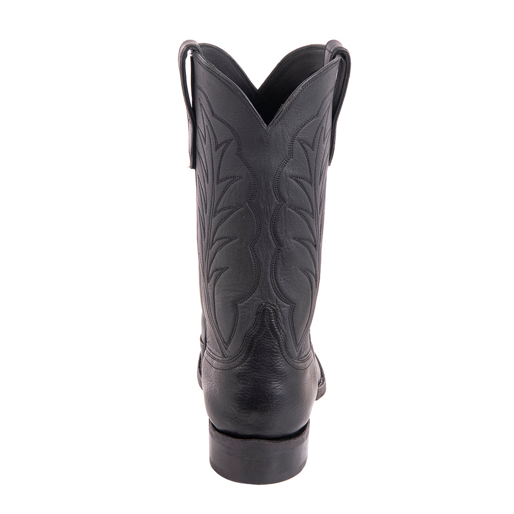 Men's 12" Black Bison Aniline Cowboy Boot with Mini Vibram Sole