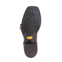 Men's 12" Black Bison Aniline Cowboy Boot with Mini Vibram Sole
