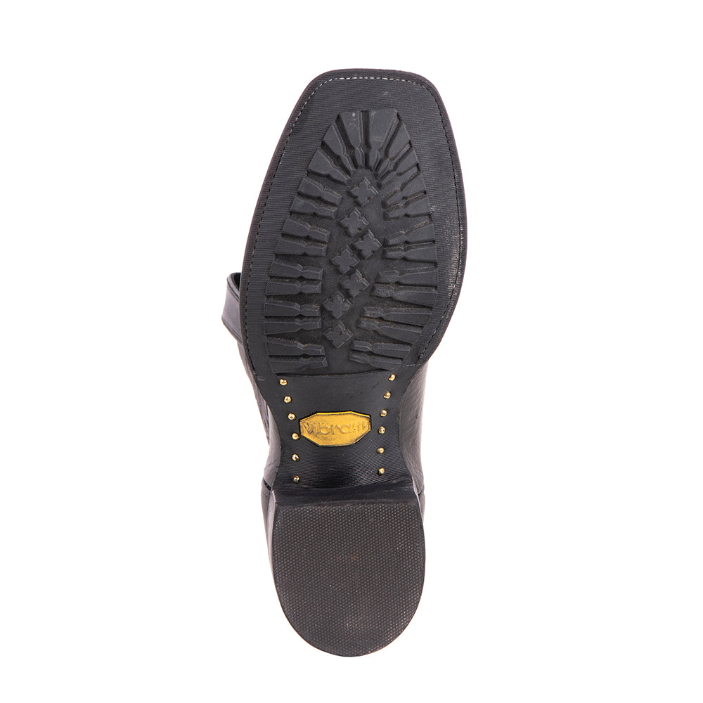 Men's 12" Black Bison Aniline Cowboy Boot with Mini Vibram Sole