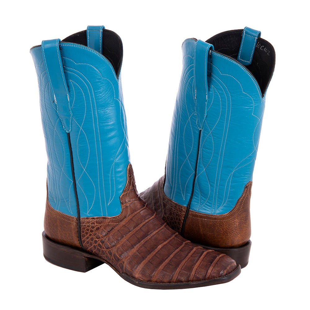 Ladies 12" Cigar Caiman Turquoise Cowboy Boot