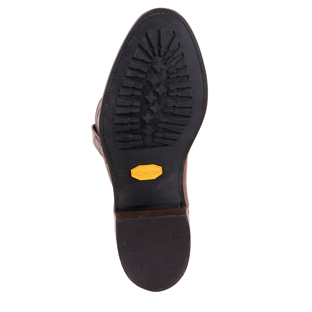 Men's 12" Saddle Bison Canella Goat Roper Boots Mini Vibram Sole