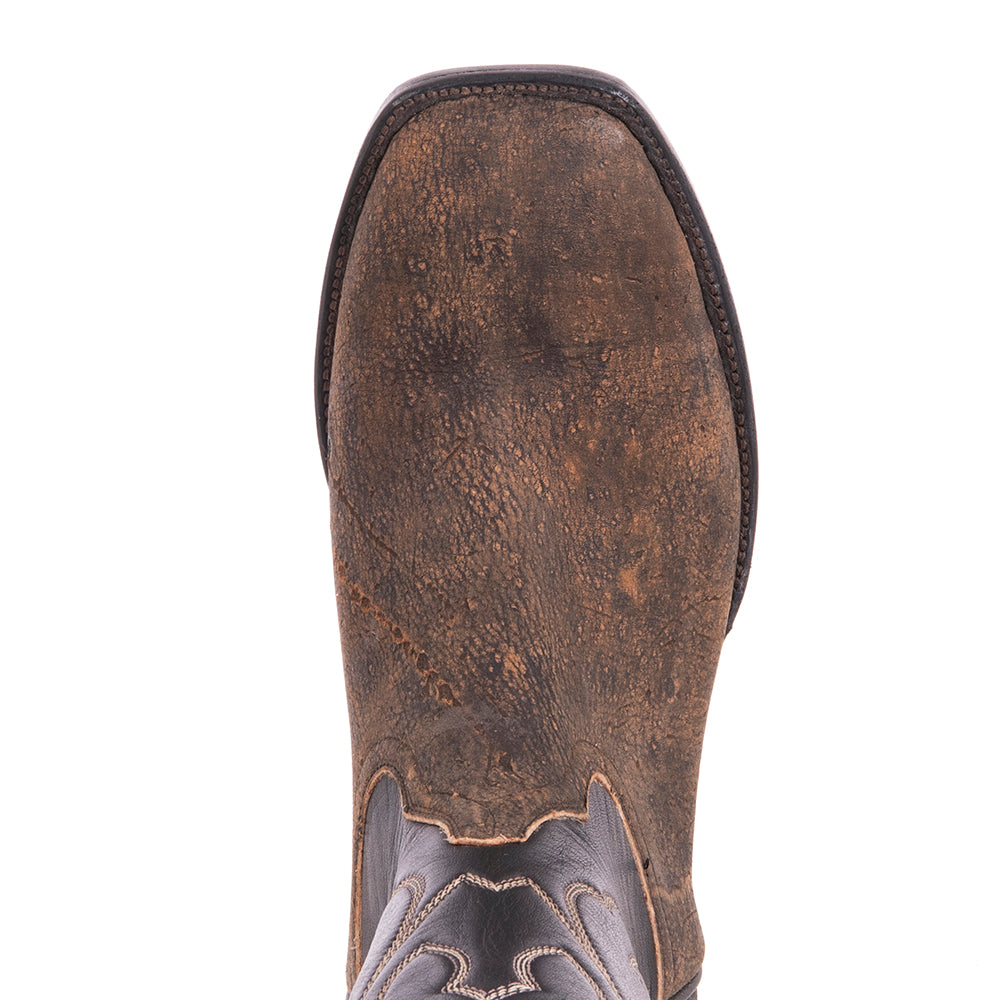 Men's 12" Tan Giraffe and Black Aniline Crown Cowboy Boot