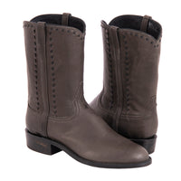 Men's 10" Grey Roper Boots with Buckstitch and Covered Side