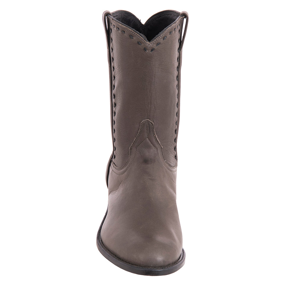 Men's 10" Grey Roper Boots with Buckstitch and Covered Side