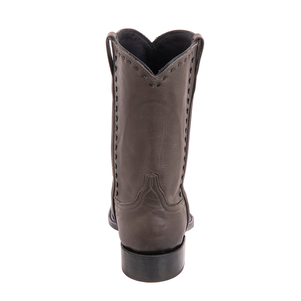 Men's 10" Grey Roper Boots with Buckstitch and Covered Side