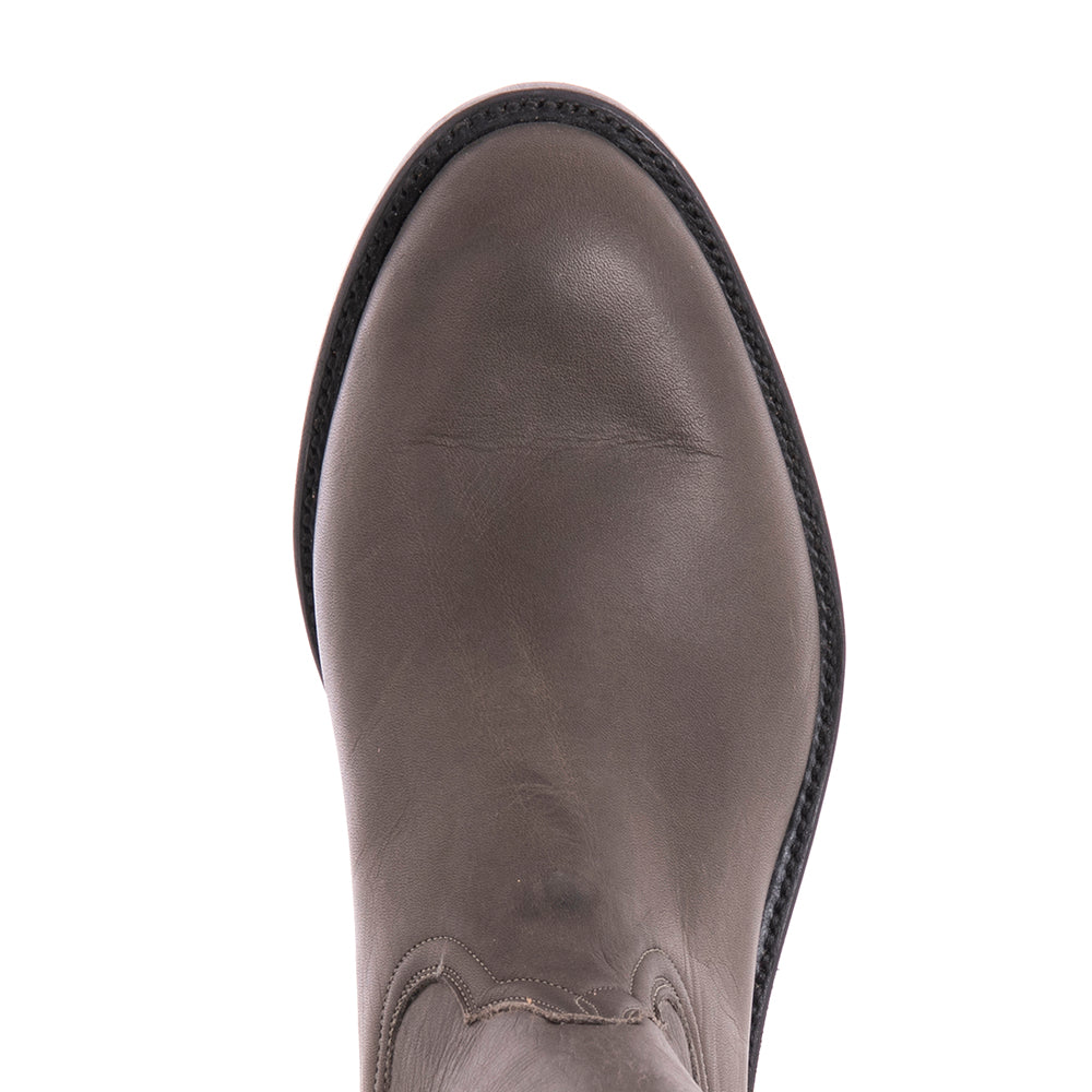 Men's 10" Grey Roper Boots with Buckstitch and Covered Side