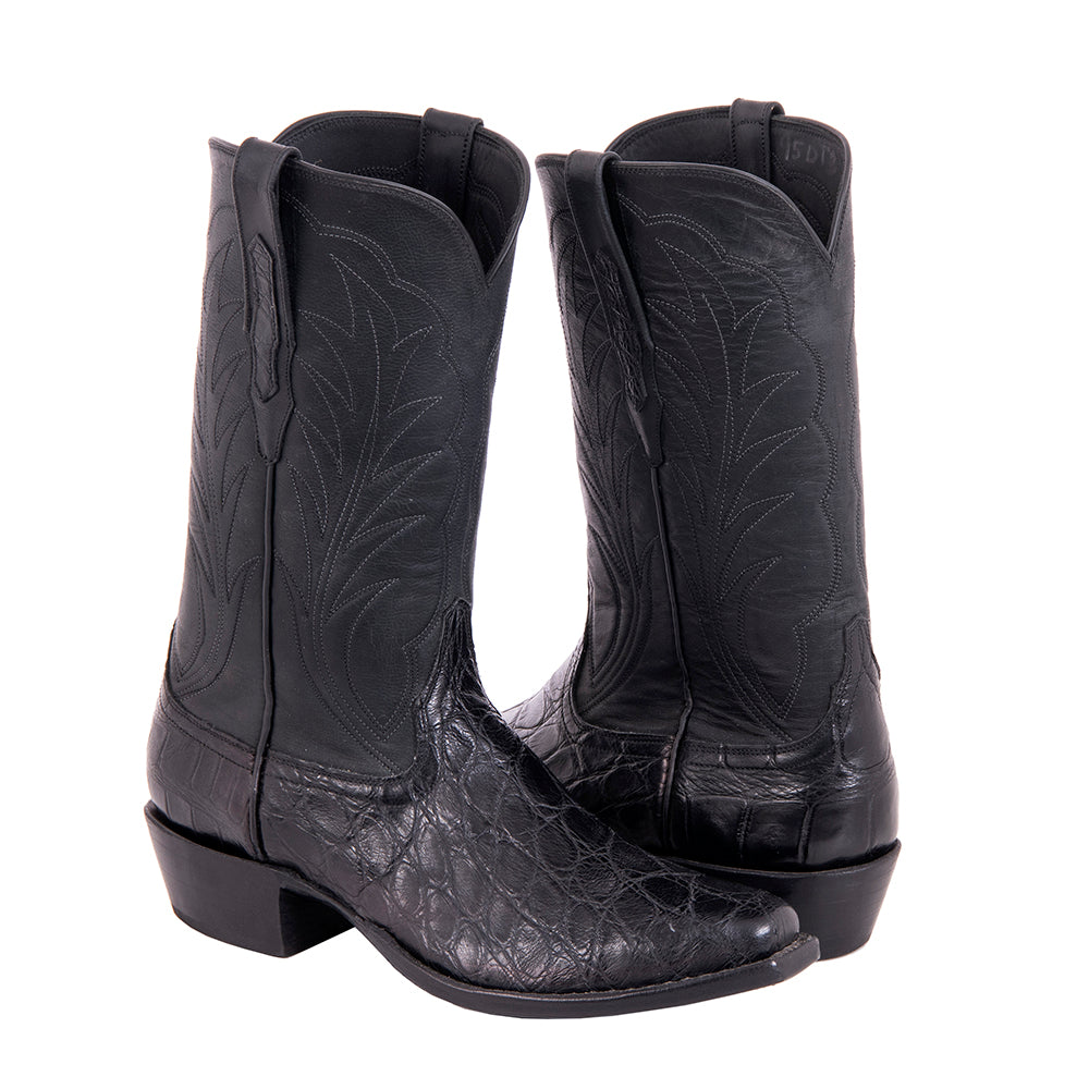 Men's 12" Black Gator and Mad Dog Cowboy Boot