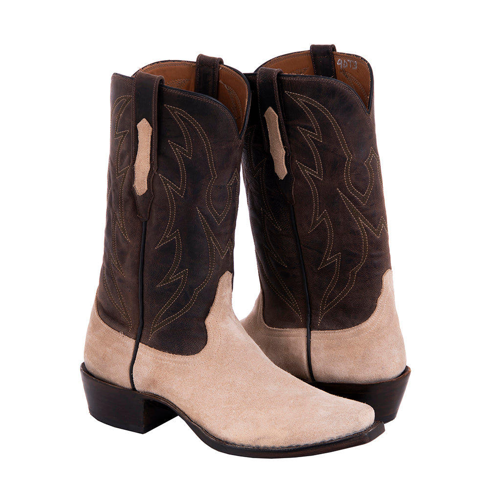 Men's Cowboy 12-2 Dusty Tan Roughout/Tobac Goat Crown Stitch