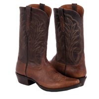 Men's 12" Bourbon Bison Tobac Goat Cowboy Boot with Mini Vibram Soles