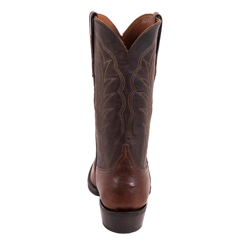 Men's 12" Bourbon Bison Tobac Goat Cowboy Boot with Mini Vibram Soles