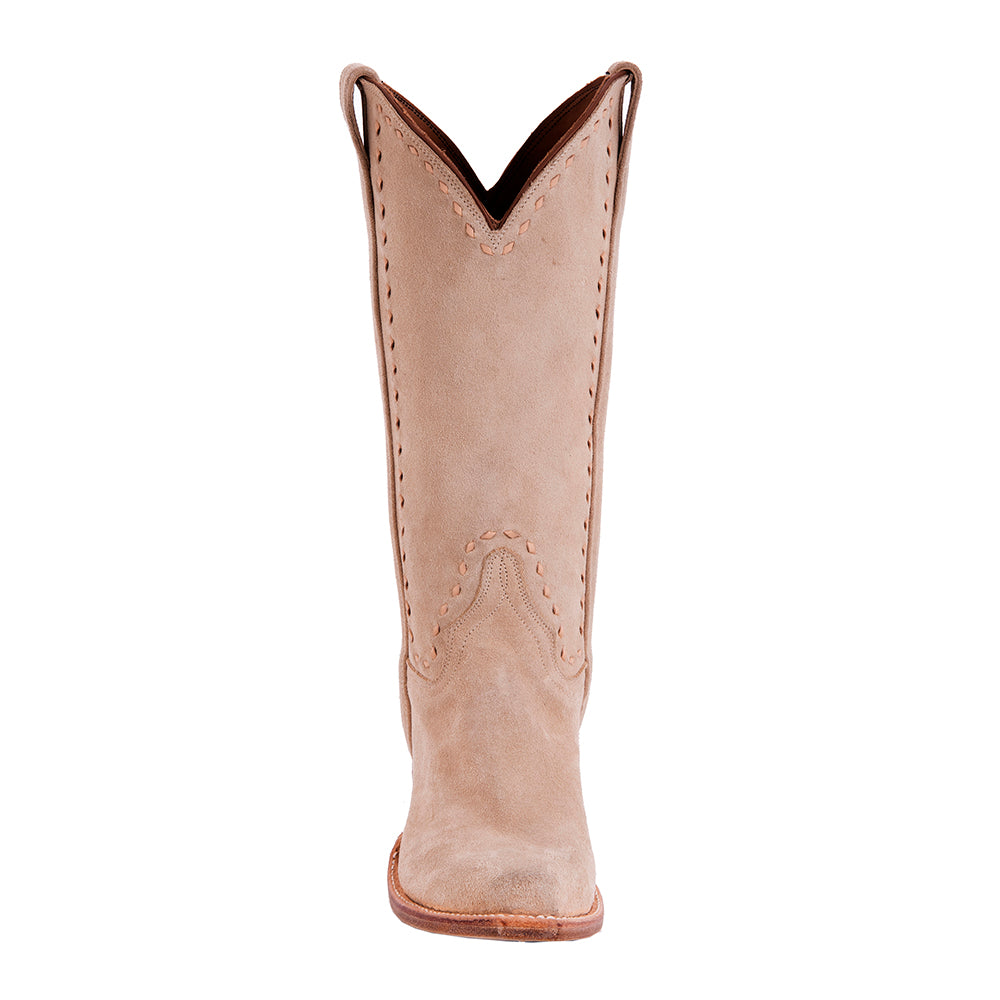 Ladies 13" Tan Roughout Buckstitch Cowboy Boots